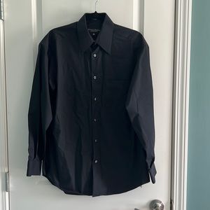Men’s Black Crazy Horse Button Down Shirt Neck Size 15